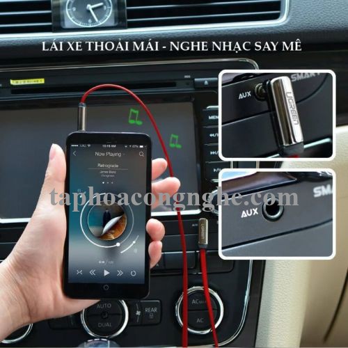 Ugreen 10797 0.5M Đỏ Cáp âm thanh 2 đầu 3.5mm dương chữ L dây dẹt AV119 30010797